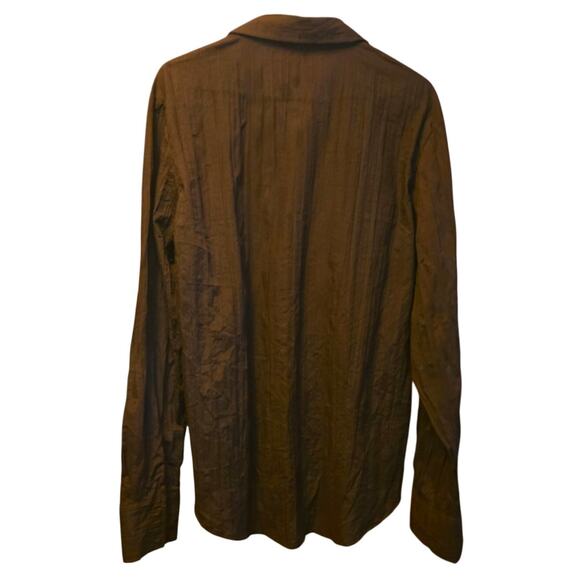 Pop Icon brown embroidered Y2K long sleeve mens button up size XL - Picture 2 of 5